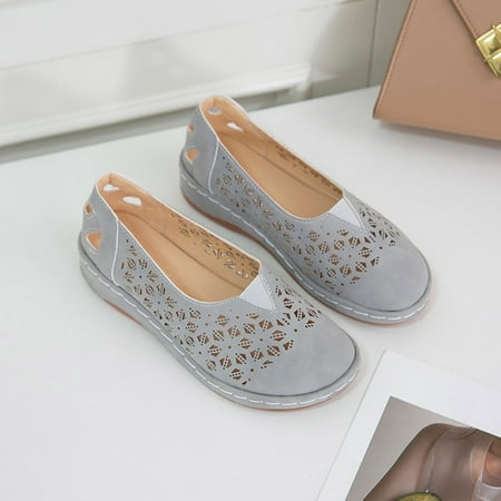 

Fashion Women Flat Shoes Hollow Wedge Heel Casual Large Size Single Shoes
