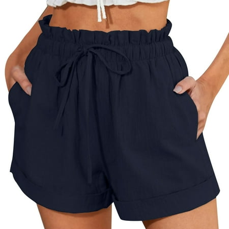 VMESZQFG Athletic Shorts for Women Workout Boy Shorts Underwear for Women Cotton Shorts Casual Women s High Waist Casual Pocket Pants Loose Straight Leg Fashion Sports Pants Lei Jean Shorts Blue
