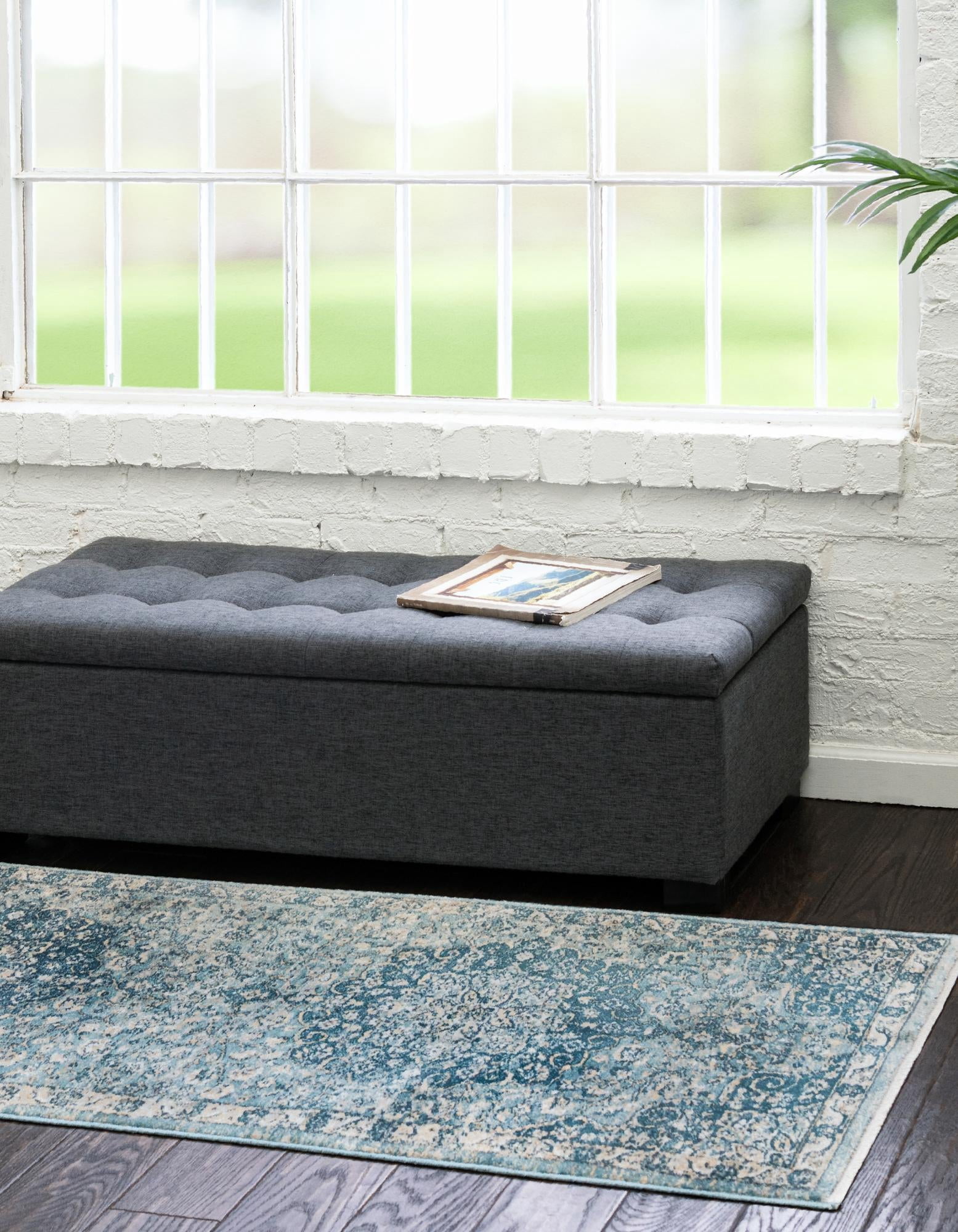 Rugs.com Newport Collection Rug – 2' x 4' Runner Navy Blue Medium Rug Perfect For Hallways, Entryways
