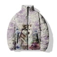 thumbnail image 3 of Abrigo de invierno para hombre con estampado floral personalizado de lobo, ropa de algodón estampada moderna y de moda, chaquetas casuales y versátiles para hombre, 3 of 5