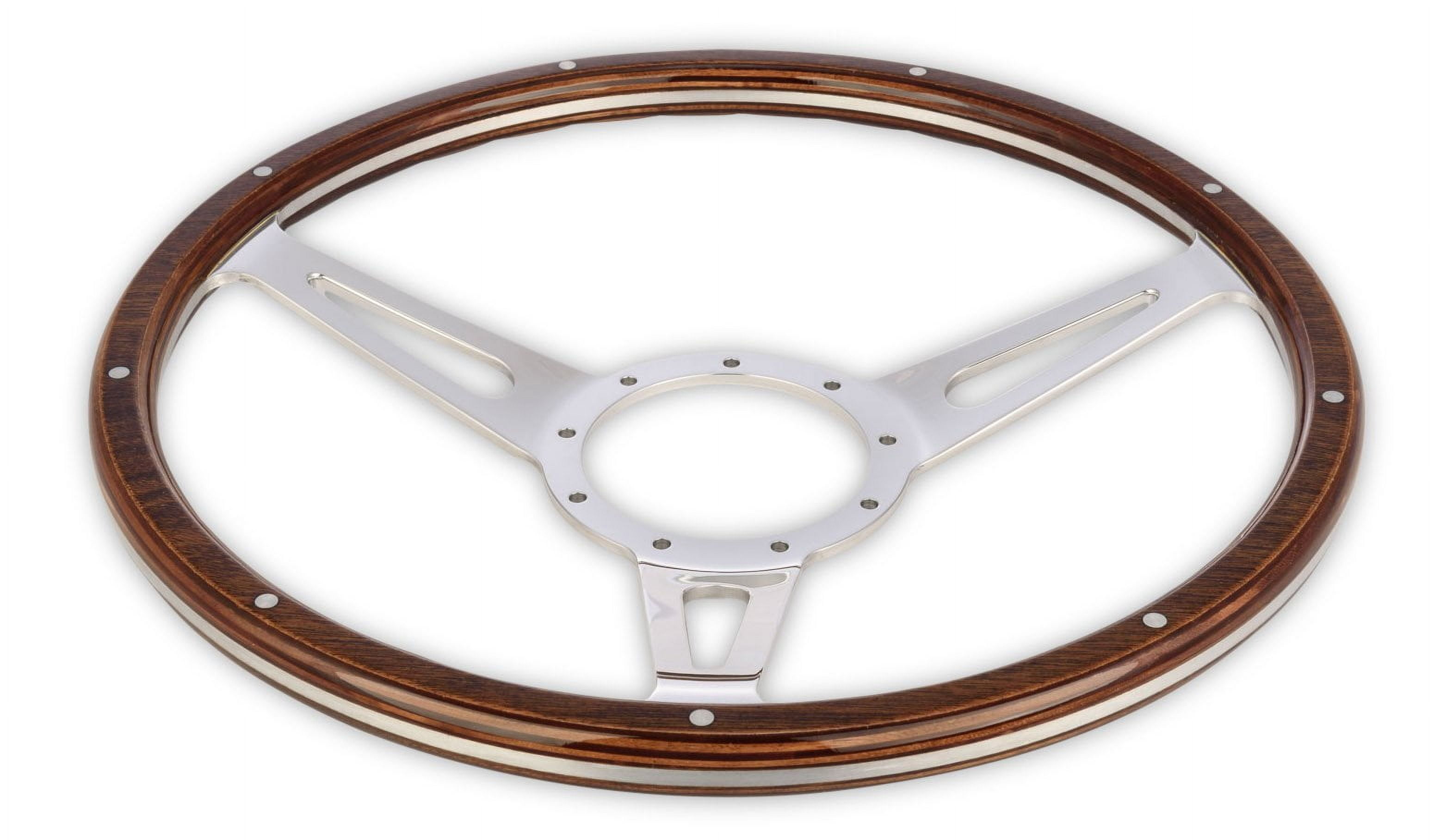 Scott Drake S1MS-3600-WG Cobra Style Wood & Aluminum 15" 9 Hole Steering Wheel