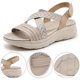 thumbnail image 1 of Sandalias Suela Gruesa Planas Con Cruzadas para Mujer Viajes Al Aire Libre, 1 of 9