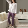 thumbnail image 4 of Pajama Sets for Women 2 Piece Long Sleeve Top With Jogger Pant, Lounge Outfits Sleepwear Loungewear with Pockets (Medium, Purple 02), 4 of 6