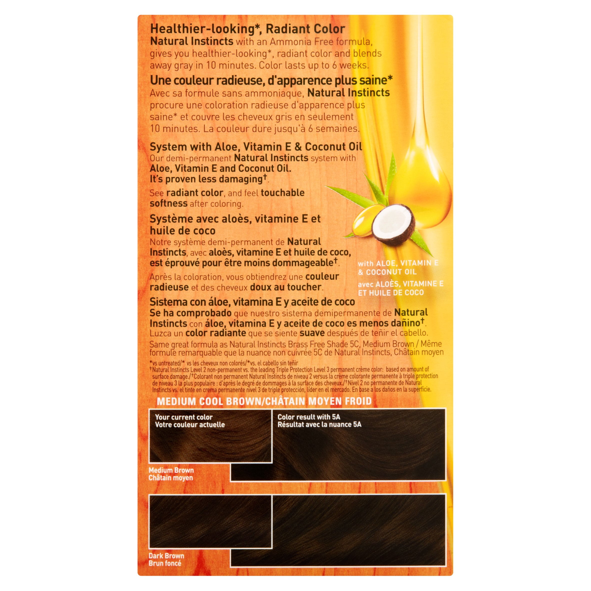 Clairol Natural Instincts Semi-Permanent Hair Color, Medium Cool Brown, 5A/24