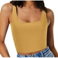 thumbnail image 2 of Mrat Basic Tank Tops Fashion Women's Summer Squares Neck Sleeveless Solid Casual Blouses Tops Lightweight Cami S-118 Yellow M, 2 of 6