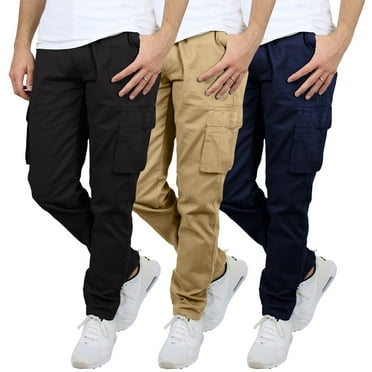 3-Pack Men's Flex-Stretch Cotton Cargo Pants, 31-Inch Inseam - Comfortable and Durable