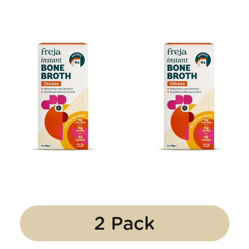 Freja Chicken Instant Bone Broth 4 x 15g, British Import (Pack of 2)