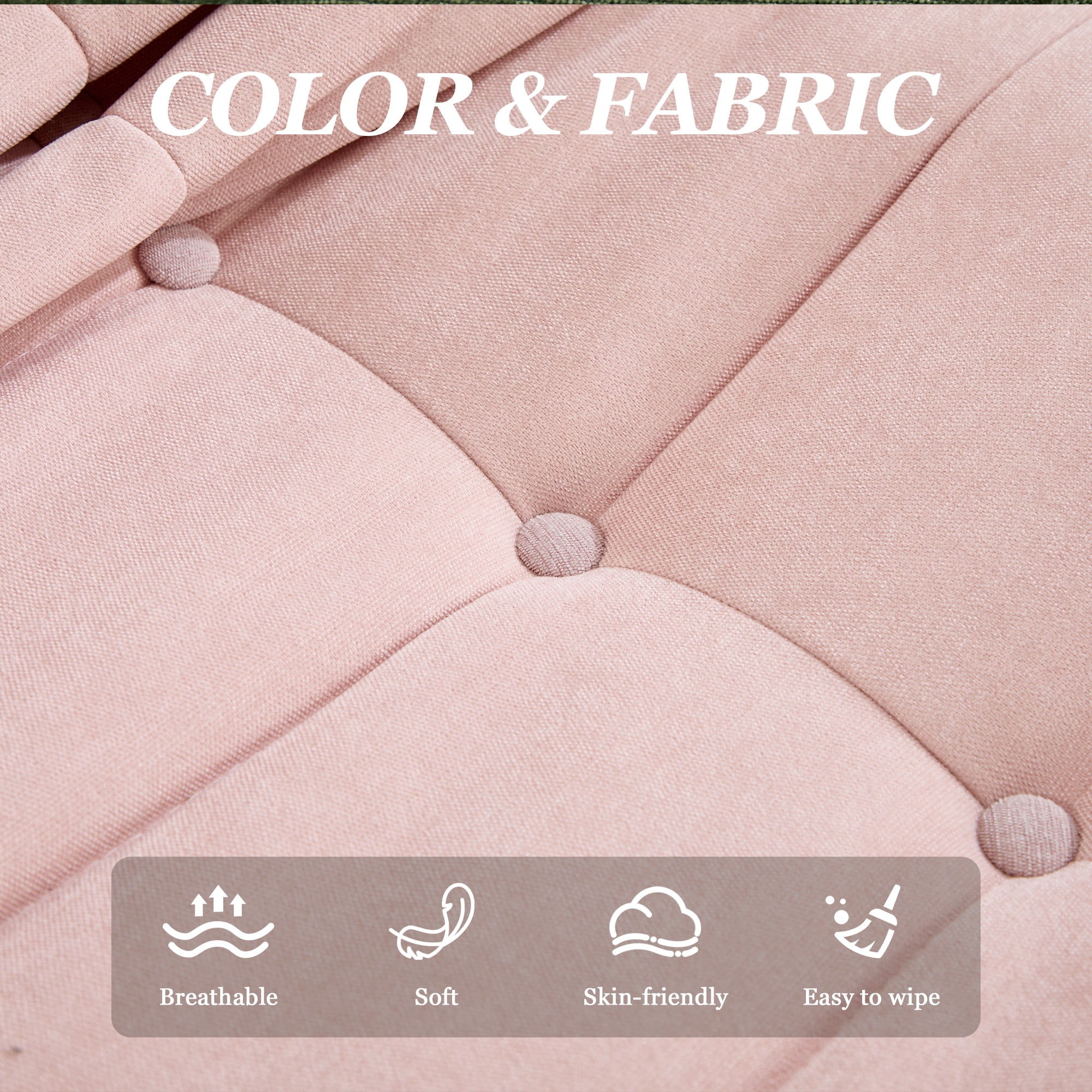 MOONMISS Chenille Fabric Chaise Lounge Chair with Ottoman, Ergonomic Lazy Sofa for Adults, Soft Cloud Couch for Living Room, Bedroom, Pink