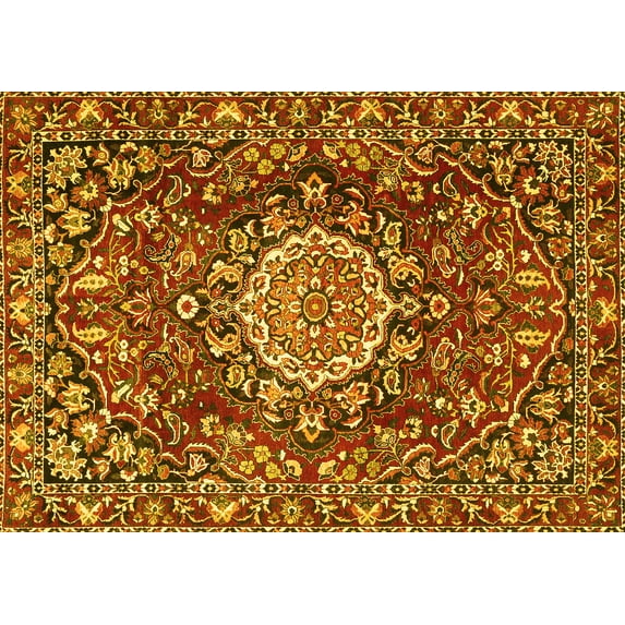 Ahgly Company Indoor Rectangle Persian Yellow Traditional Area Rugs, 2' x 3'