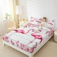 thumbnail image 4 of Manfei Cartoon Flamingo Full Size Sheets,Pink Cherry Blossom Bed Sheets,Old Barn Door Sheet Sets For Child,Lightweight Room Decor,4-Piece, 4 of 7