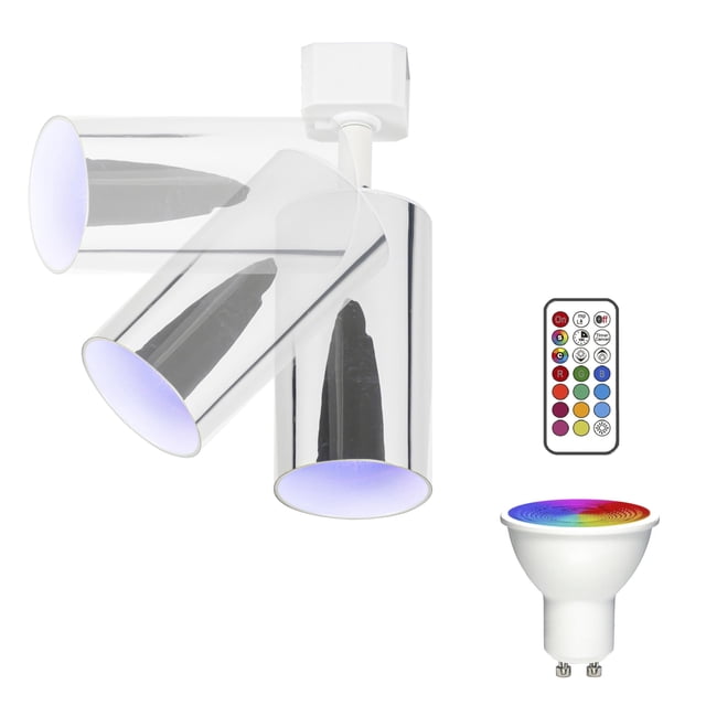 FSLiving H Type Track Lighting, Silver Ceiling Spotlighting Remote Control with Color Changing RGB Tunable White GU10 Smart Bulb Mini Lights H Track Mounted for Kitchen Shopwindow Disco Ball