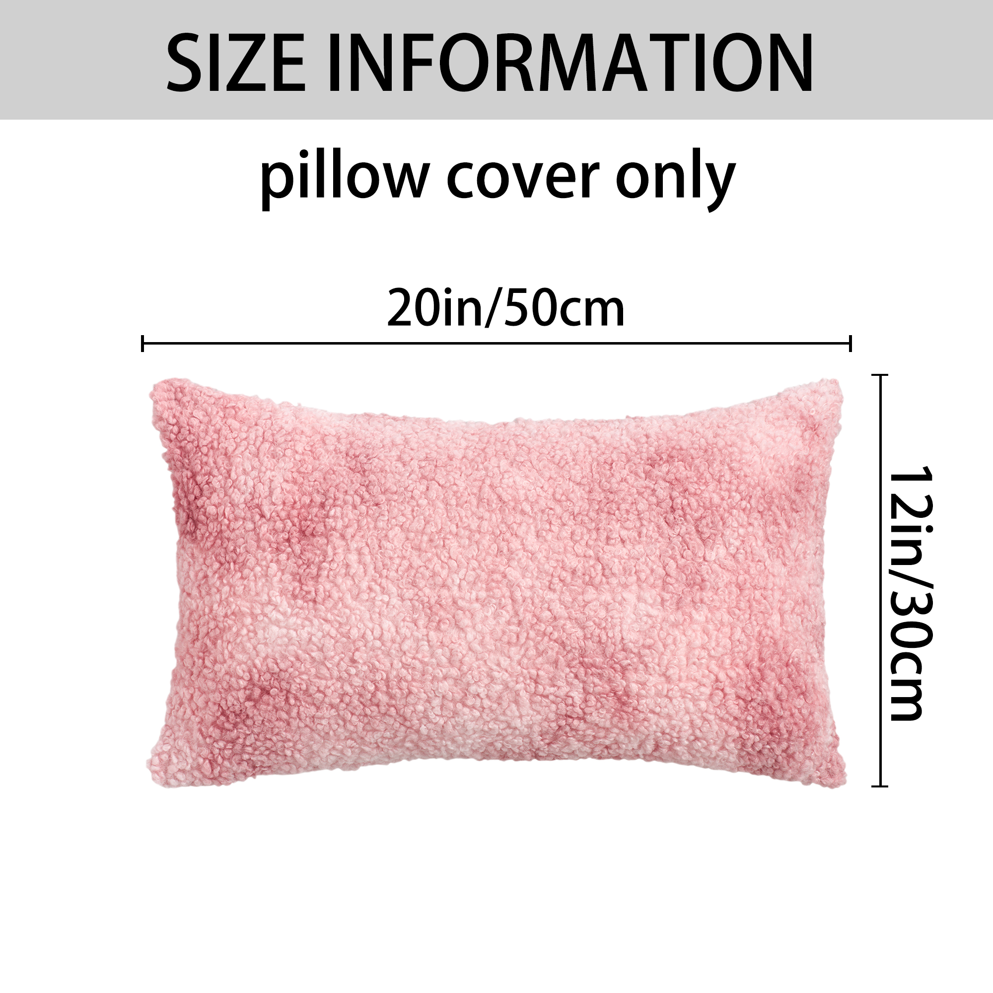 Unique Bargains Pack of 2 Tie-Dye Teddy Fleece Pillow Covers Pink 20" x 12"