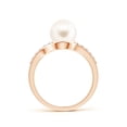 thumbnail image 2 of Angara Solitaire Freshwater Cultured Pearl Bypass Ring with Diamonds in 14K Rose Gold for Women | June Birthstone Jewelry for Her, 2 of 8
