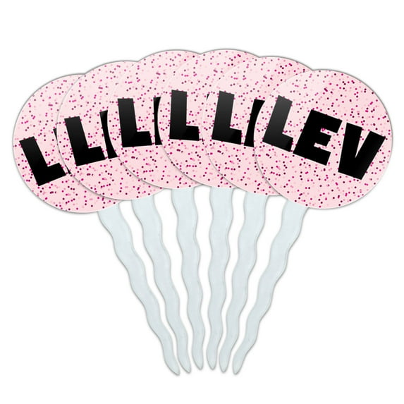 Lev Cupcake Picks Toppers - Set of 6 - Pink Speckles