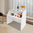 thumbnail image 3 of Foldable Portable Bar Cabinet Serving Cart 110lbs Capacity White for Outdoor Indoor, 3 of 14