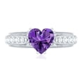 thumbnail image 4 of Rosec Jewels Natural Amethyst Heart Engagement Ring 2 Carat - AAA Grade - Vintage Style Amethyst Diamond Ring - with Jewelry Box, 18K White Gold, US 9.50, 4 of 8