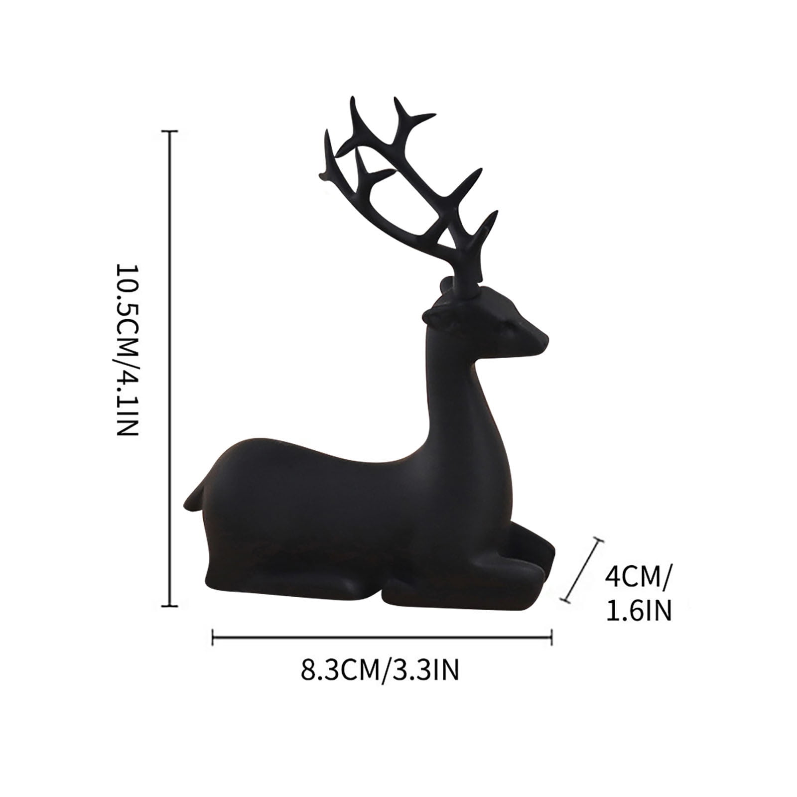Figurines Rennes Noirs Sur Longues Pattes - Lot De 3 (10, 10 Et 22 Cm) - Décoration Noël Moderne - Plastique Mat