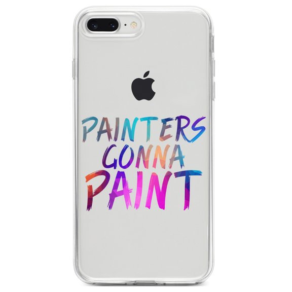 DistinctInk Clear Shockproof Hybrid Case for iPhone 7 PLUS / 8 PLUS (5.5" Screen) TPU Bumper Acrylic Back Tempered Glass Screen Protector - Painters Gonna Paint