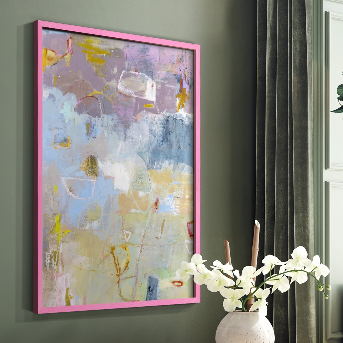 Whilst I Framed Print in Pink Solid Wood 8 x 10 Framed Print