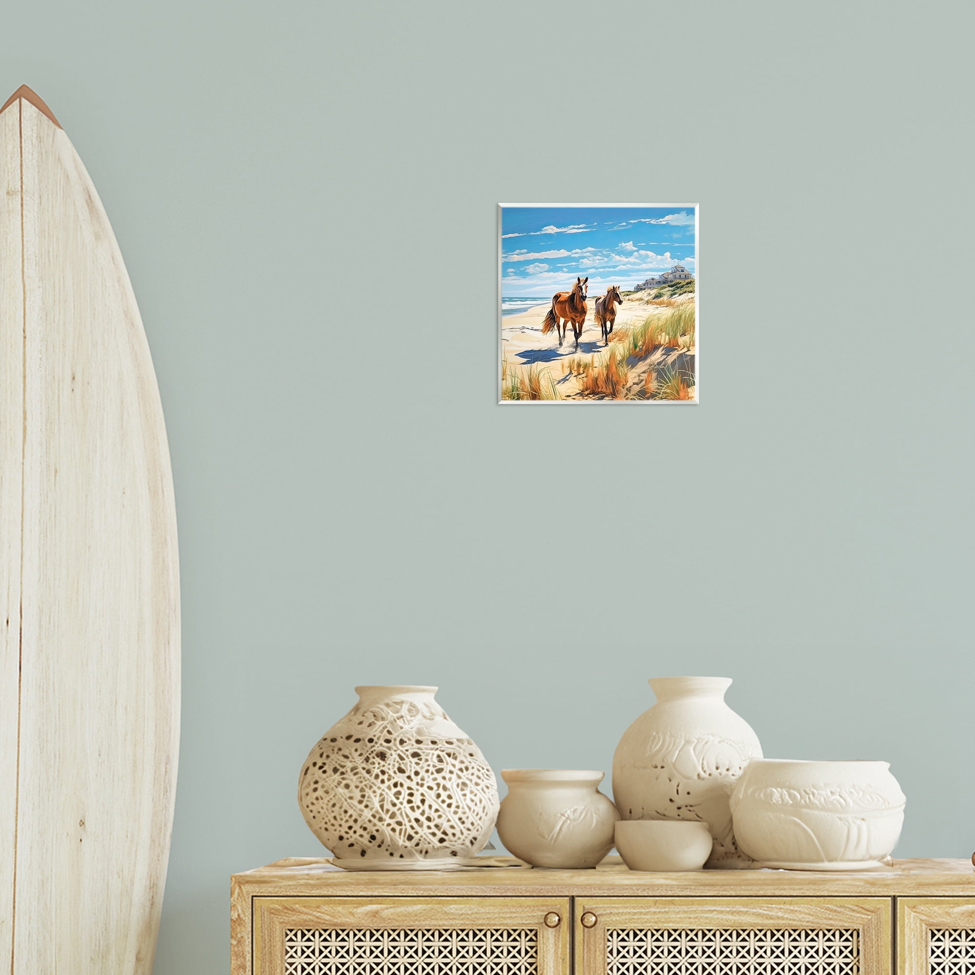 Stupell Industries Galloping Beach Horses Coastal Painting Unframed Art Print Wall Art, 12 x 12