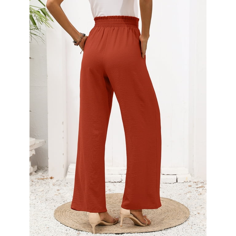 Chiclily Women's High Waisted Wide Leg Pants, Burnt Orange