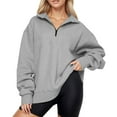 thumbnail image 3 of snowsong Sweatshirt For Womens Oversized Half Zip Pullover Long Sleeve Sweatshirt Quarter Zip Hoodie Sweater Womens Sweatshirt Fall Outfits Women Trendy Womens Long Sleeve Tops Grey S, 3 of 4