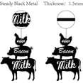 thumbnail image 3 of Arte de pared de metal con diseño de animales de granja, placas para colgar en la pared, adornos de hierro, escultura de vaca para decoración del hogar y la oficina, color negro, 10,6 x 7,9 pulgadas, 3 of 7