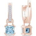 thumbnail image 4 of beryl_creation 925 Sterling Silver 2Ct Princess Cut Aquamarine Drop Dangle Earring's For Women's 14K Rose Gold Plated, 4 of 4