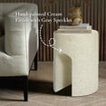 thumbnail image 3 of LuxenHome Outdoor Side Table, 17" Mod Ivory White Cement Round with U-Shape Patio End Table,Coffee Accent Table for Outdoor and Indoor, 3 of 9