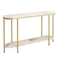 thumbnail image 6 of Ktaxon Modern Entryway Table 2 Tier for Entrance, Oval Sofa Coffee Desk Home Furniture with Storage Shelves, Display TV Table Metal Frame & Faux Marble Tabletop, Gold & White, 6 of 9