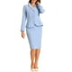 thumbnail image 2 of Conjunto de falda de 2 piezas para mujer INSPIRE CHIC, blazer peplum, falda lápiz de cintura alta, atuendo de trabajo XL, azul claro, 2 of 6