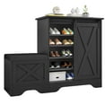 thumbnail image 6 of Uforic Shoe Cabinet with Sliding Door & Shoe Bench,Farmhouse Narrow Slim 5-Tier Adjustable Shoe Storage Organizer for 20 Pairs for Entryway, Foyer, Black, 6 of 6