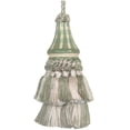 thumbnail image 1 of Tassel Sage Checks Green Pair Polyrayon Carved Wooden Head Wood New Hand- JK-510, 1 of 1