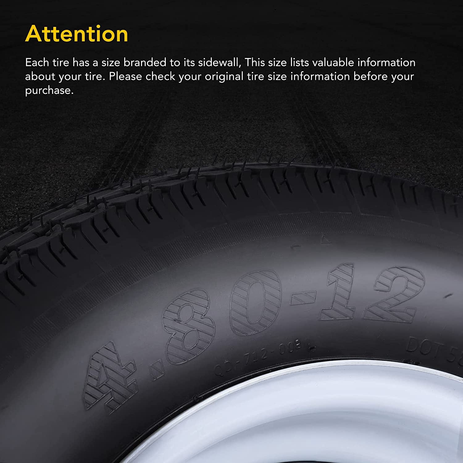 COZONY 2 Pack Trailer Tire, 6PR，4.80-12，12" Rims 5 Lug White Spoke Wheel, Load Range C,Rubber