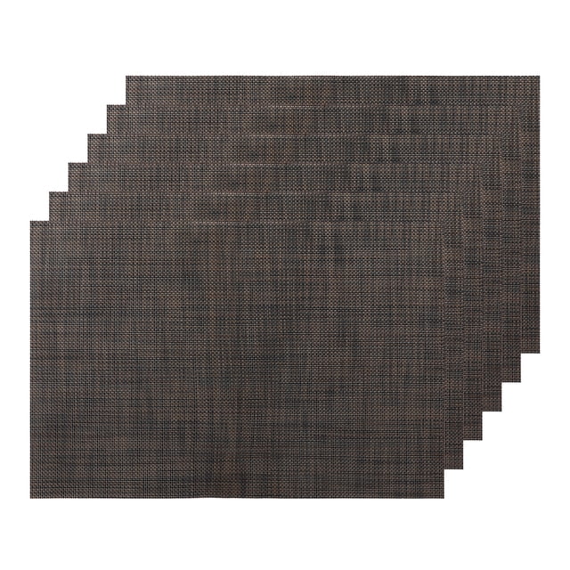Juego de manteles individuales REGALWOVEN de 6 manteles tejidos para decoración de mesa de comedor, lavables, manteles de mesa interiores, manteles limpiables, negro y marrón, 18x12 pulgadas
