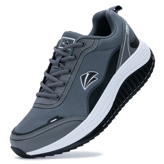 AOV Men's Shoes Walking Arch Support Orthotic Sneakers Plantar Fasciitis Wide Tennis Shoes for Heel and Foot Pain Relief GreyBlack 9.5