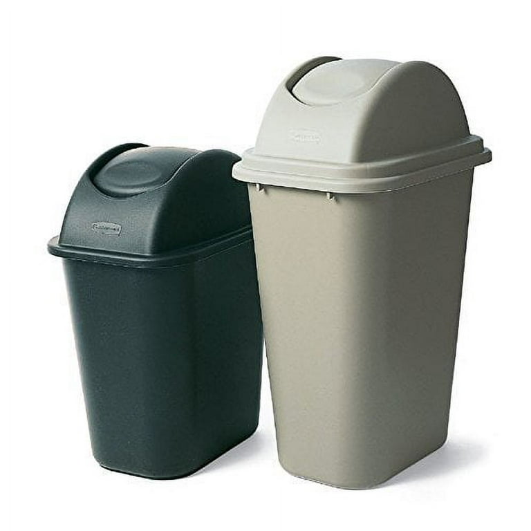 Deskside Plastic Wastebasket, Rectangular, 7 gal, Black, Short
