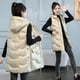thumbnail image 3 of Chaleco grueso con capucha para mujer, abrigo sin mangas, talla grande, largo, cálido, chaleco de algodón, Tops de invierno, nuevo, 2022, 3 of 4