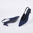 thumbnail image 7 of Zhabtuc Women's Classic Navy Blue Pointed Toe Comfortable Kitten Heel Pumps - Slingback, Adjustable Ankle Strap, Perfect for Work, 7 of 7