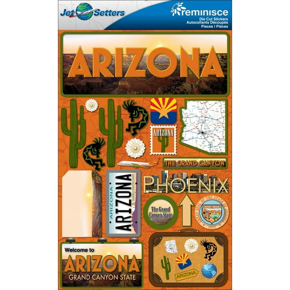 Reminisce Jet Setters State Dimensional Stickers 4.5"X7.5"-Arizona