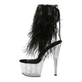thumbnail image 4 of 7" Heel, 2 3/4" PF Marabou Fur Fringe Ankle Boot, Side Zip - Clr-Blk Marabou/Clr-Gltr, 5, 4 of 5
