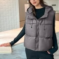 thumbnail image 6 of UPPADA Women Puffer Vest Lightweight Stand Collar Sleeveless Puffer Jacket Winter Warm Zip up Padded Outerwear Jackets with Pockets winter gifts Gray,L, 6 of 9
