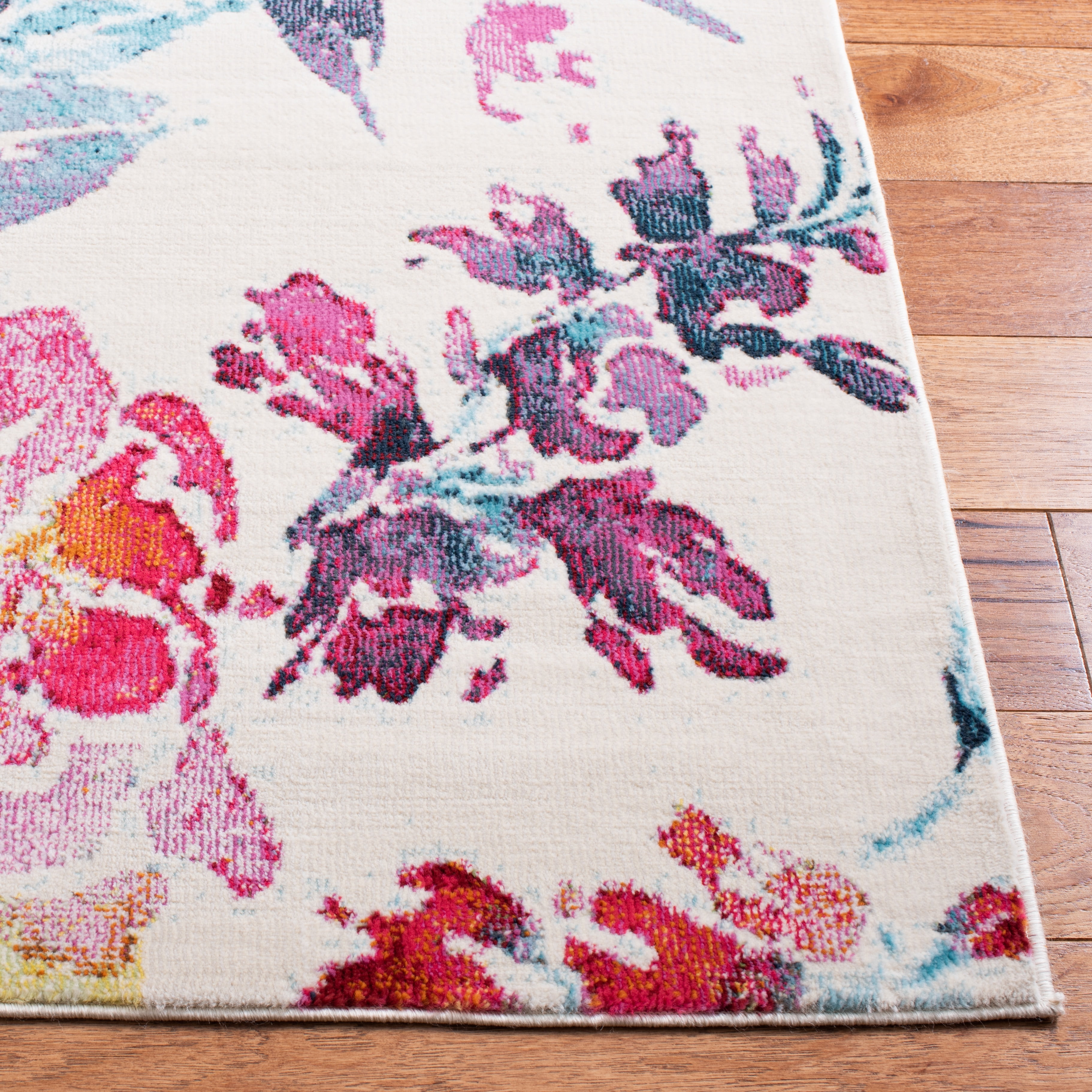 SAFAVIEH Lillian Agatha Floral Area Rug, Ivory/Rose, 6'7" x 9'10"