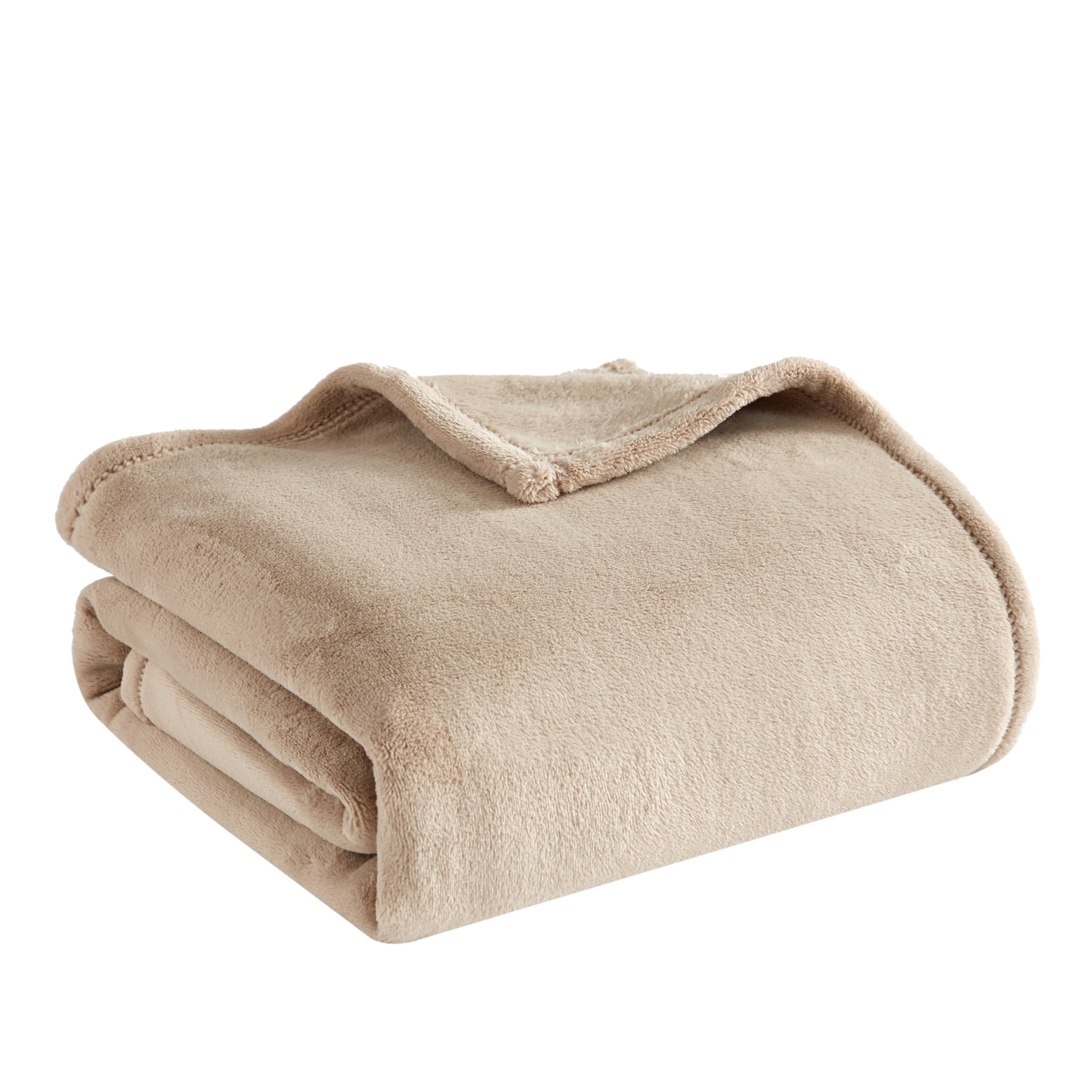 Mainstays Plush Oversized Throw Blanket, Beige, 50 in x 72 in
