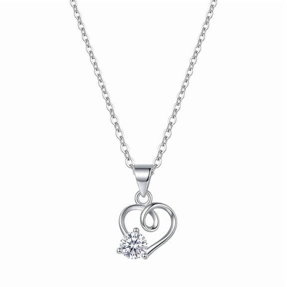 Open Heart Necklace with Sparkling Cubic Zirconia Solitaire Pendant for Women | Stainless Still Necklace Pendant for Women