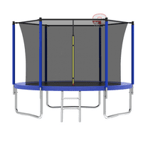 8ft Trampoline for Kids with Basketball Hoop and Enclosure Net/Ladder,Heavy Duty Round Trampoline for Indoor Outdoor Backyard Bl;ue