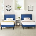 thumbnail image 5 of VECELO Set of 2 Twin Bed Frames, Modern Upholstered Platform Bed Frame with Button Tufted Adjustable Headboard, No Box Spring Needed, Dark Blue, 5 of 11