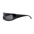 thumbnail image 3 of Futuristic Cyber Narrow Rectangle Shield Plastic Sunglasses All Black, 3 of 4