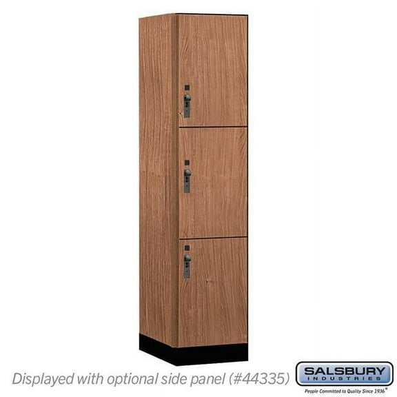Salsbury Industries 18-43161RO 18 in. Wide Premier Wood Locker - Triple Tier - 1 Wide - 6 ft. High - 21 in. Deep - Red Oak - Hasp