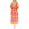thumbnail image 4 of HAPPY BAY Women's Summer Loungewear Casual Kaftan Beach Cover Up Slit Dress Maxi Dresses Caftans for Women 2X-3X Ruby, Palm Tree, 4 of 5